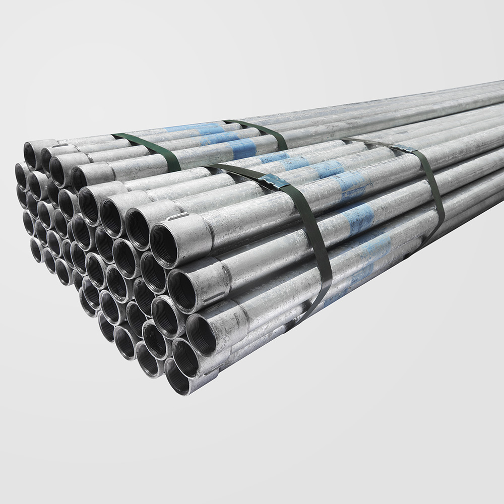 Galvanised steel conduit, threaded socket end — Class 4 hot-dip galvanized finish for humid and outdoor cable routes
