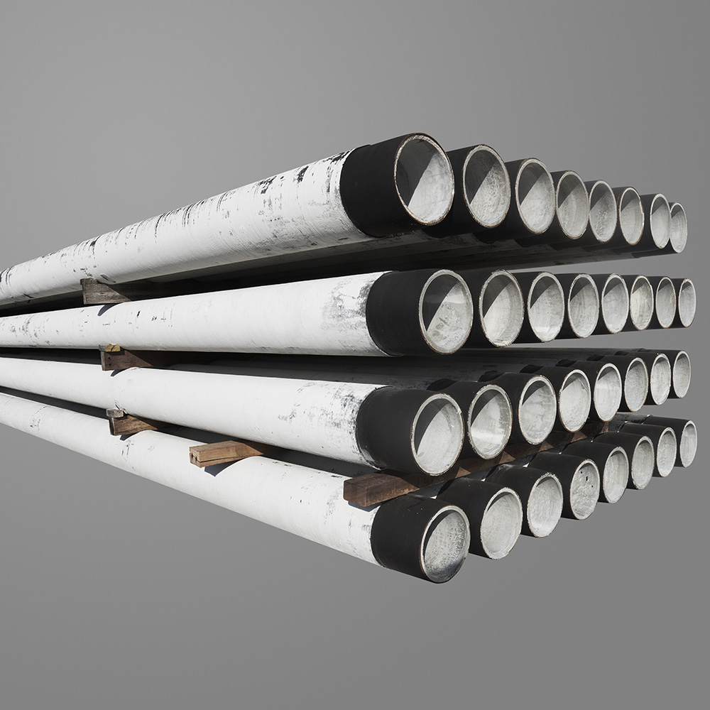 Cement-mortar-lined steel pipe — the internal lining is what separates EN 545 potable water pipe from EN 598 sewerage pipe