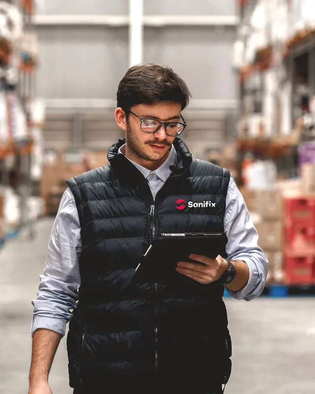 Sanifix warehouse stock — certified pipes and fittings on the shelf